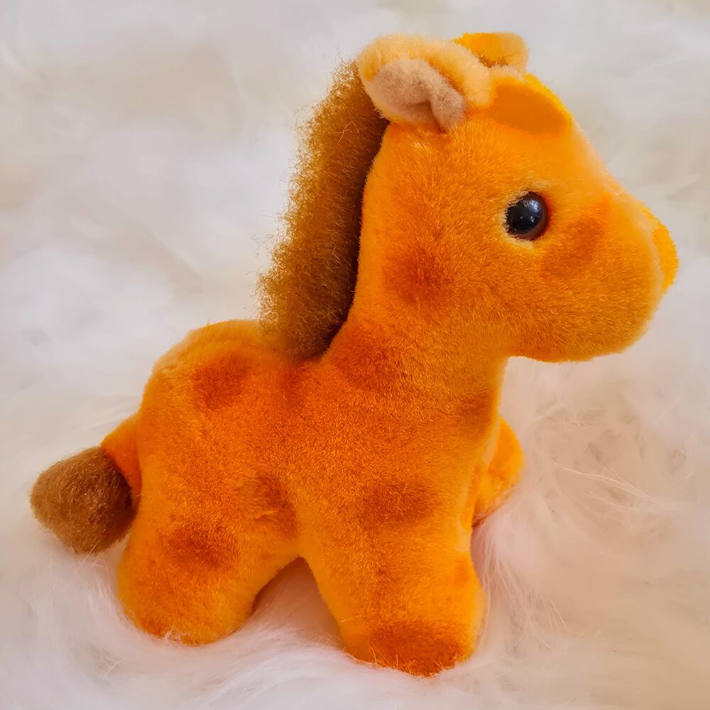 Vintage 1987 Chosun Orange Spotted Baby Giraffe Plush Stuffed Animal 6"